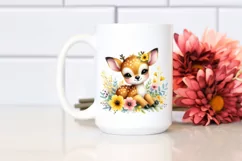 Colorful Baby Deer Cuddling with Flowers | Sublimation | Product Image 2