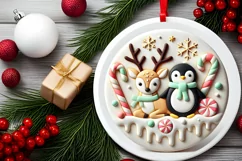 Round Christmas Ornament Sublimation|Clipart Product Image 1