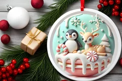 Round Christmas Ornament Sublimation|Clipart Product Image 1