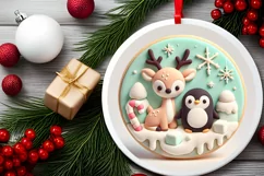 Round Christmas Ornament Sublimation|Clipart Product Image 1