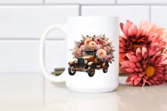 Vintage Rusty Car with Flowers PNG Product Image 2