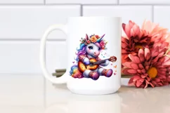 Colorful Baby Unicorn with Guitar PNG Product Image 2