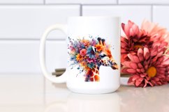 Vibrant Giraffe Half Flowers | Sublimation | Clipart Product Image 2