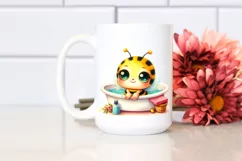 Colorful Smiling Baby Bee in Bathtub | Sublimation Clipart Product Image 2