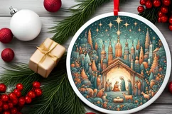 Round Christmas Ornament Sublimation|Clipart Product Image 2