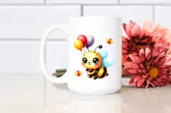 Colorful Smiling Baby Bee with Party Balloons | Sublimation Product Image 2