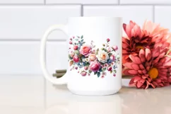 Colorfull Small Pink Roses Glossy Petals | Clipart Product Image 2