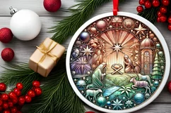 Round Christmas Ornament Sublimation|Clipart Product Image 1
