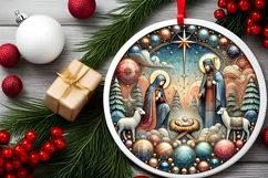 Round Christmas Ornament Sublimation|Clipart Product Image 1
