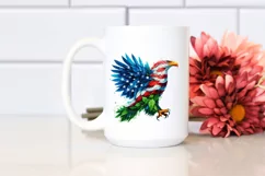Colorful Eagle with Plant Leaves PNG Product Image 2