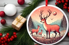 Round Christmas Ornament Sublimation|Clipart Product Image 1