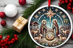 Round Christmas Ornament Sublimation|Clipart Product Image 1
