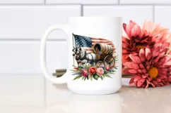Vintage Horse Wagon Flowers USA Flag Product Image 2