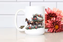 Vintage Horse Wagon Flowers USA Flag Product Image 2