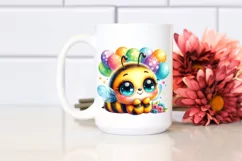 Colorful Smiling Baby Bee with Party Balloons | Sublimation Product Image 2