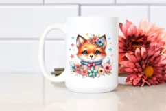 Colorful Baby Fox Whimsical Star Flowers Clipart Product Image 2