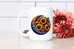 Colorful Retro Half Moon with Sunflowers Clipart PNG Product Image 2