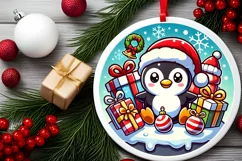 Round Christmas Ornament Sublimation|Clipart Product Image 1