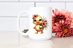 Cute Baby Duck Flower Bouquet | Sublimation | Clipart Product Image 2