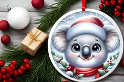 Shiny Koala Face Round Ornament Sublimation PNG Product Image 2