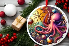 Round Christmas Ornament Sublimation|Clipart Product Image 2