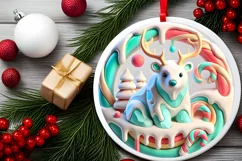 Round Christmas Ornament Sublimation|Clipart Product Image 1