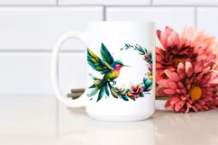 Colorful Bird with Flowers PNG Product Image 2
