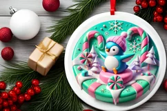 Round Christmas Ornament Sublimation|Clipart Product Image 1