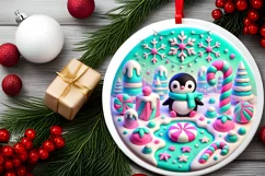Round Christmas Ornament Sublimation|Clipart Product Image 1