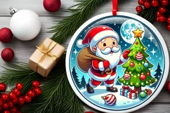 Round Christmas Ornament Sublimation|Clipart Product Image 1