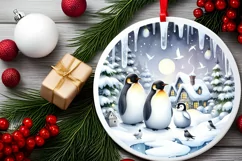 Watercolor Winter Penguins PNG Product Image 2