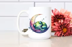 Vibrant Watercolor Whimsical Frog Moon Product Image 2