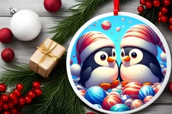 Round Christmas Ornament Sublimation|Clipart Product Image 2