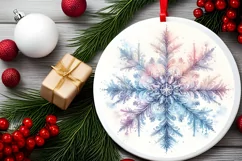 Snow Flake Christmas Round Cute Ornament Sublimation Product Image 1