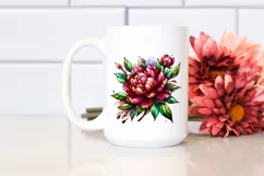Detailed Wooden Stained Peonies | Sublimation Clipart Product Image 2