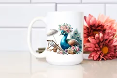 Watercolor Beach Chair Peacock Wreath | Sublimation Clipart Product Image 2