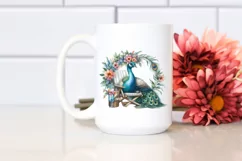 Watercolor Beach Chair Peacock Wreath | Sublimation Clipart Product Image 2