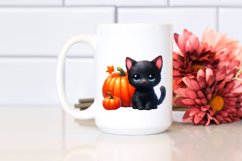 Simple Watercolor Drawing of Baby Black Cat | Clipart Product Image 2