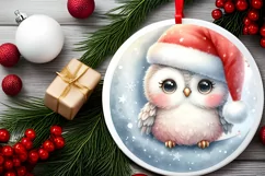 Cute Watercolor Christmas Baby Owl Ornament Product Image 2
