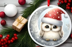 Cute Watercolor Christmas Baby Owl Ornament Product Image 2