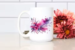 Colorful Magenta Watercolor Background with Drips | Clipart Product Image 2