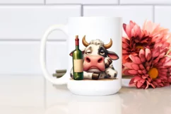 Funny Cute Cow with Wine Bottle | Sublimation | Clipart Product Image 2