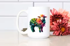 Vibrant Watercolor Lamb with Flowers PNG Product Image 2