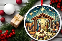 Round Christmas Ornament Sublimation|Clipart Product Image 2