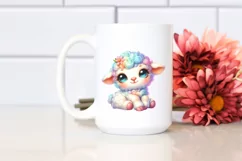 Colorful Baby Lamb Cuddling on Carousel | Sublimation | Product Image 2