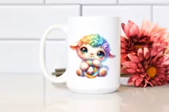 Colorful Baby Lamb Cuddling on Carousel | Sublimation | Product Image 2