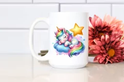 Colorful Baby Unicorn Napping Clipart Product Image 2