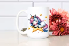 Baby Unicorn Napping on Star | Sublimation | Clipart Product Image 2