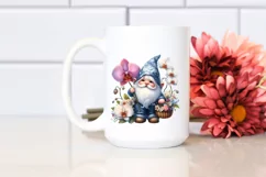 Watercolor Cute Gnome Holding Flower Basket Product Image 2