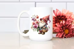 Watercolor Cute Gnome Holding Flower Basket Product Image 2